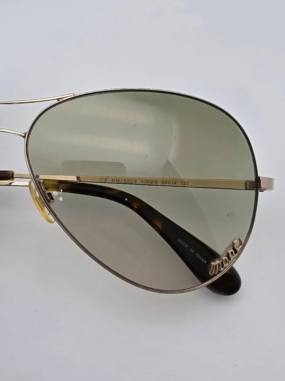 Marc Jacobs MMJ050/S 0J5GIS Gold Frame Green Gradient Lens Aviator Sunglasses